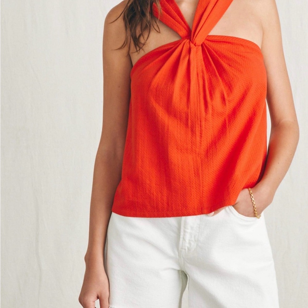 Faherty Bay Twist Top in Bright Orange